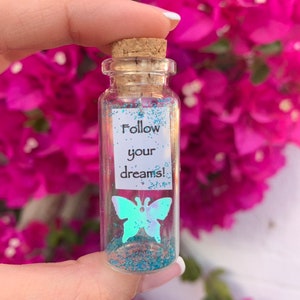 Inspirational gift for her, Butterfly, Engagement gift, Message in a bottle, Best Friend gift, Girlfriend Gift, Follow your dreams, Wish Jar Bild 10