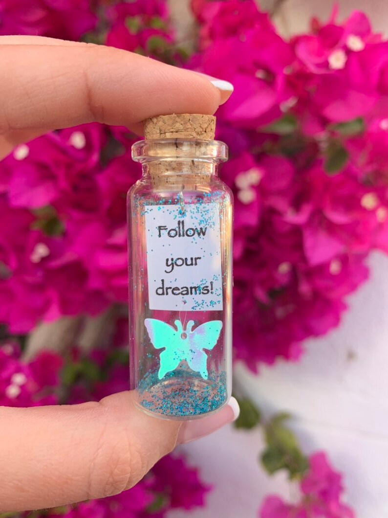 Inspirational gift for her, Butterfly, Engagement gift, Message in a bottle, Best Friend gift, Girlfriend Gift, Follow your dreams, Wish Jar Bild 10