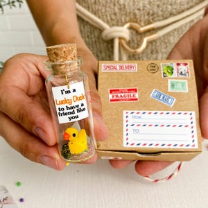 Personalized soulmate gift, Mini gift box with little duck for Anniversary, Miniature Rubber Duck, BFF Birthday Gift For Her Girlfriend Gift image 10