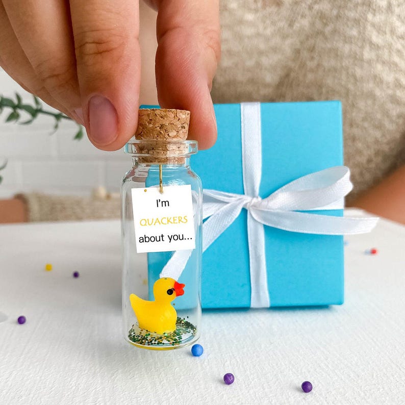 Personalized soulmate gift, Mini gift box with little duck for Anniversary, Miniature Rubber Duck, BFF Birthday Gift For Her Girlfriend Gift image 2