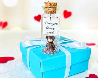 I love you gift for boyfriend, Valentines Day Gift for Girlfriend, Romantic 5th Anniversary Gift for her or him, Message in a bottle
