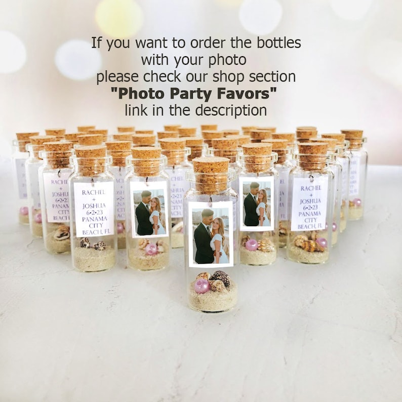 Personalized Favors in Bulk, Set of 10 Beach Wedding Invites Nautical Message In a Bottle Beach Wedding Favors For Guests image 5