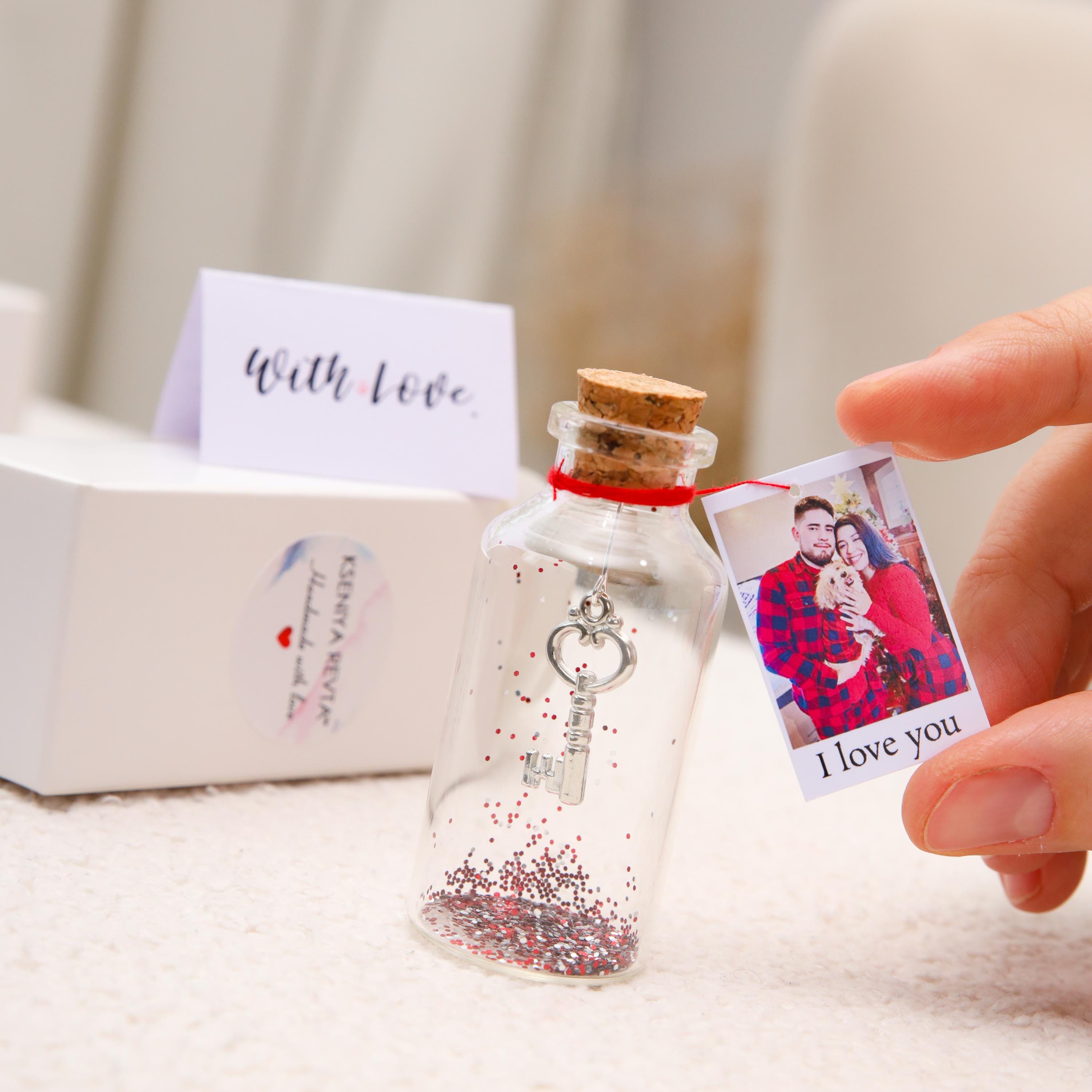 Kseniya Revta Barattolo Regalo Romantico 'You Hold The Key To My Heart' - Messaggio D'Amore In Bottiglia Con Chiave - Idea Regalo Anniversario, Fidanzati, Marito E Moglie