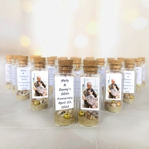50th anniversary favors for guests, Save the date for guests, Personalized guest souvenirs with photo, golden anniversary party keepsake
