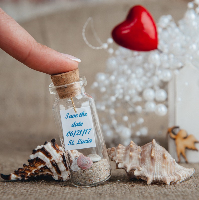 Wedding Favors Blue Save The Date Beach Wedding Favor Ocean Gifts For Guests Small Wedding Keepsake Message In a Bottle image 2