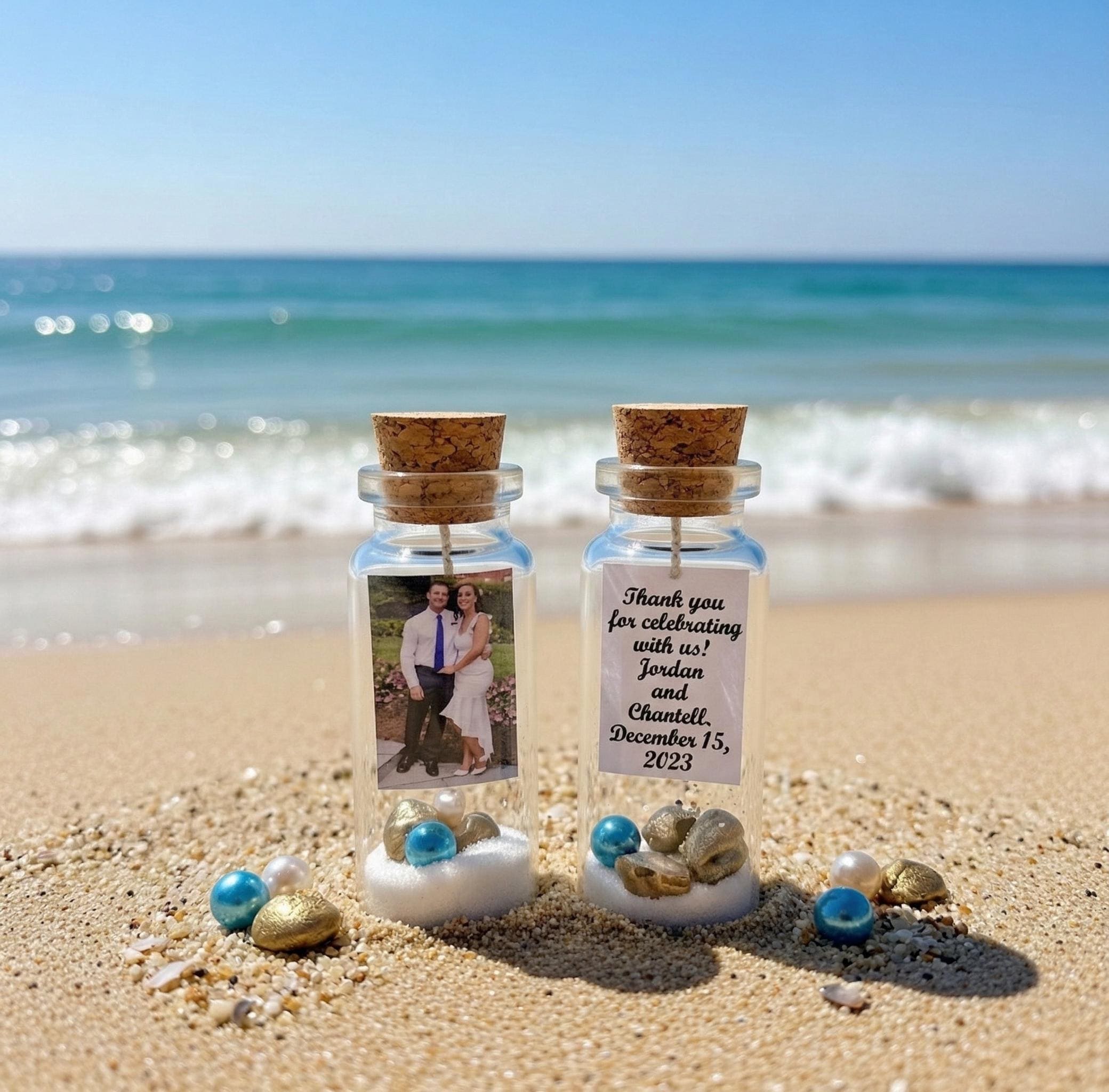 Personalized Beach Wedding Party Favors Message in a Bottle