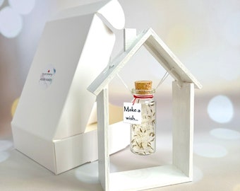 Make a Wish Message in a Bottle Gift, Dandelion and Card inside glass bottle, Custom Pocket Meaningful Presents Him or Her Wishing bottle