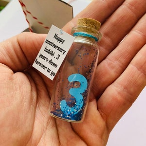 3rd anniversary gift for husband, wedding anniversary for wife, wish jar, 1st anniversary, message in a bottle, inexpensive gift for him image 1