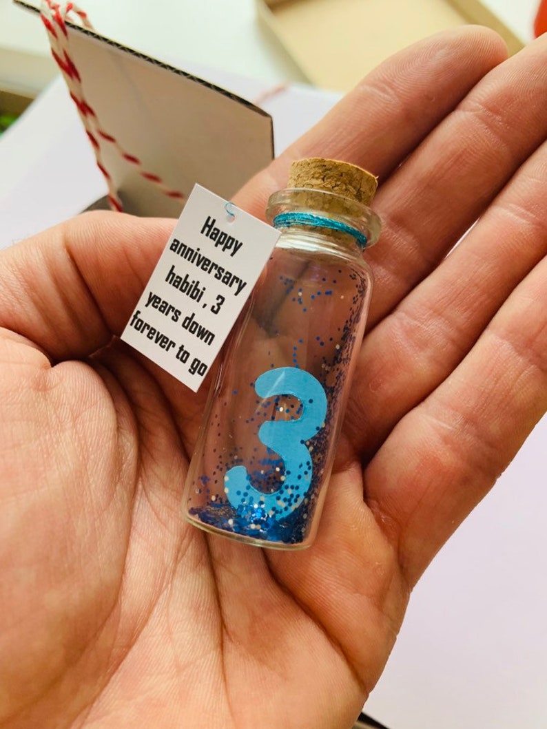 3rd anniversary gift for husband, wedding anniversary for wife, wish jar, 1st anniversary, message in a bottle, inexpensive gift for him image 1