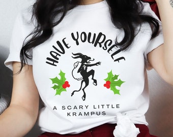 Camiseta de Krampus, divertida camiseta de Creepmas, camiseta de humor gótico, camiseta de Krampusnacht, camiseta navideña de terror, ropa navideña espeluznante, camiseta pagana gótica navideña