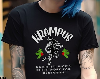 Camiseta de Krampus, divertida camiseta de Creepmas, camiseta de humor gótico, camiseta de Krampusnacht, camiseta navideña de terror, ropa navideña espeluznante, camiseta pagana gótica navideña