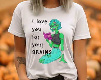Zombie Valentines Day Horror Shirt Valloween Spooky Zombie Girl Tshirt Gothic Horror Valentine Shirt Creepy Zombie Apocalypse I Heart Shirt