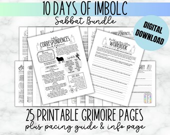 Imbolc Sabbat Witchcraft Bundle Download Baby Witch Winter Guide Book of Shadows Printables Starter Grimoire Wiccan Spell Book Ink Saver PDF