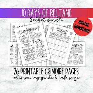 Beltane Sabbat Witchcraft Bundle Download Baby Witch Guide Book of Shadows Printables May Day Witch Grimoire Wiccan Spell Book Ink Saver PDF