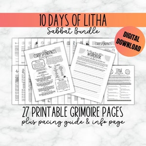 Litha Sabbat Witchcraft Bundle Download Baby Witch Summer Guide Book of Shadows Printables Starter Grimoire Wiccan Spell Book Ink Saver PDF
