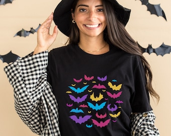 Pastel Goth Bat Shirt, Goblincore  Bat Silhouette Collage Tee, Creepy Cute Dark Academia Tshirt, Gothic Alternative Clothing, Cute Halloween