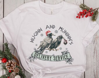 Odin God of War Norse Pagan Yule Witchy Shirt Winter Solstice T-Shirt Pagan Christmas Humor Yuletide Top Witchy Clothes Huginn Nuninn Ravens