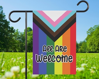 Progress Pride Garden Flag, LGBTQ Banner, Garden and Yard Decoration, Gay Pride Garden Banner, Rainbow Flag Yard Decorations, Safe Space