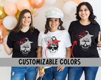 Bride or Die Custom Bachelorette Shirts Till Death Do Us Party Personalized Spooky Skull Bach Party T-shirts Goth Wedding Matching Tshirts