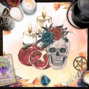 Watercolor Samhain Altar Cloth Persephone Tarot Cloth Witchy Aesthetic Pagan Decor Halloween Witch Decorations Sacred Space Altar Covering