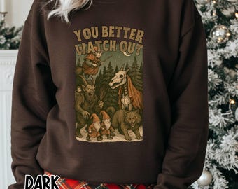 Spooky Christmas Sweatshirt, Creepmas Dark Entity Monster Sweater, Goth Holiday Top, La Bafana, Mari Lwyd, Tomten, Yule Cat, Krampus Shirt