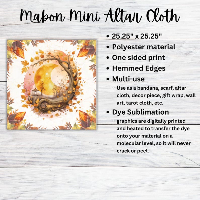 Watercolor Mabon Altar Cloth Witchcraft Tarot Cloth Witchy Aesthetic Moon Pagan Decor Fall Equinox Witch Decorations Sacred Space Covering image 3
