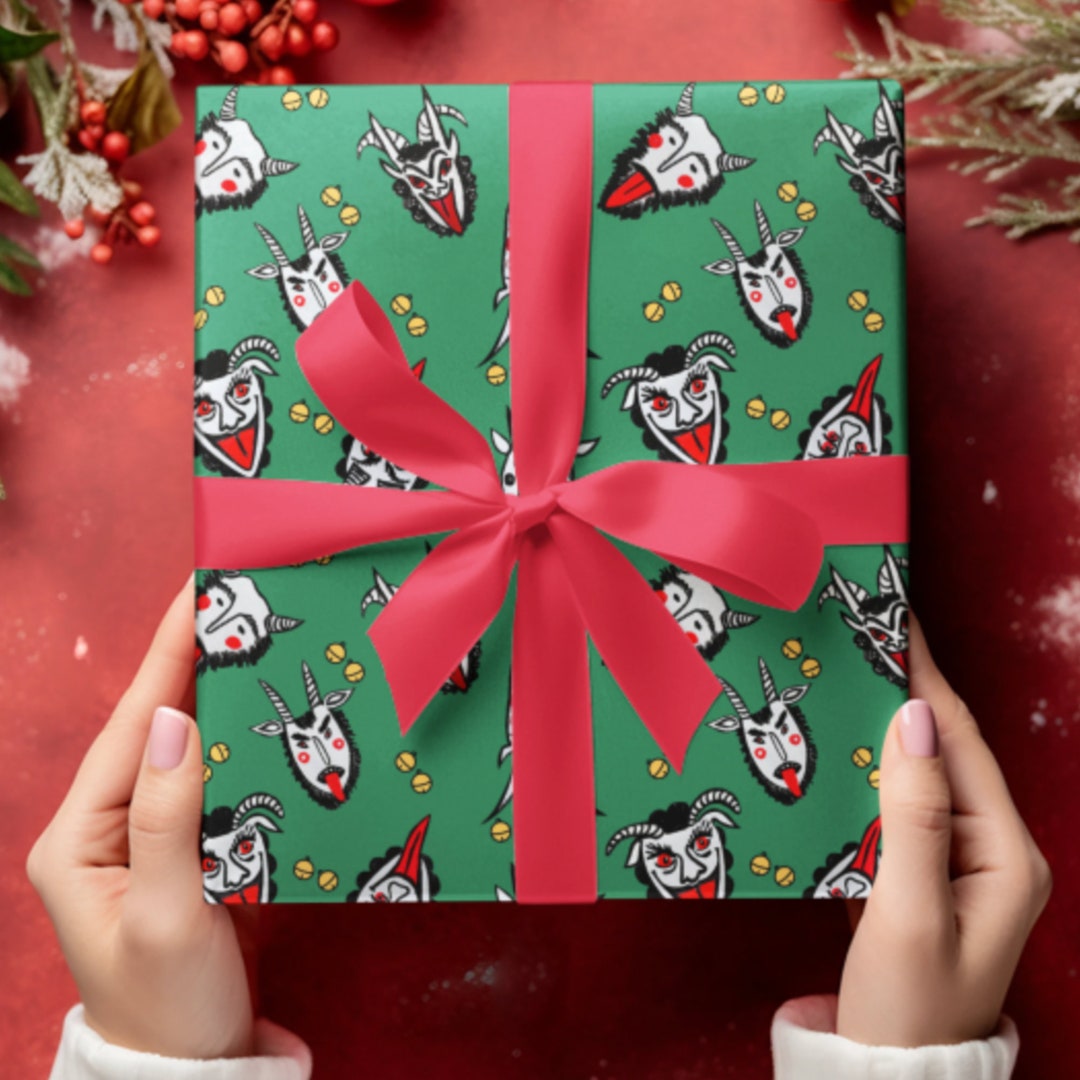 Creepmas Krampus Wrapping Paper Christmas Gift Wrap Spooky Holiday ...