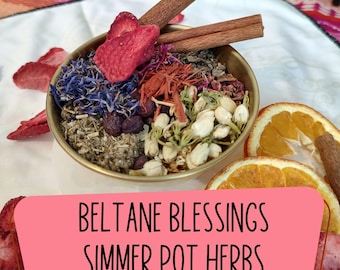 Rituel printanier de Beltane, pot d'herbes à mijoter Roue de l'année Fournitures de sorcellerie Herbes magiques d'amour Fleurs de printemps païennes Mélange magique à base de plantes