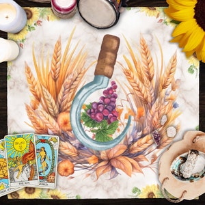Watercolor Lughnasadh Altar Cloth Lammas Tarot Cloth Witchy Aesthetic Pagan Decor First Harvest Witch Decorations Sacred Space Covering