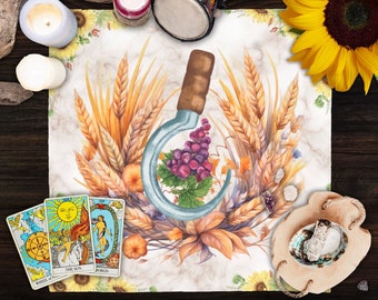Watercolor Lughnasadh Altar Cloth Lammas Tarot Cloth Witchy Aesthetic Pagan Decor First Harvest Witch Decorations Sacred Space Covering