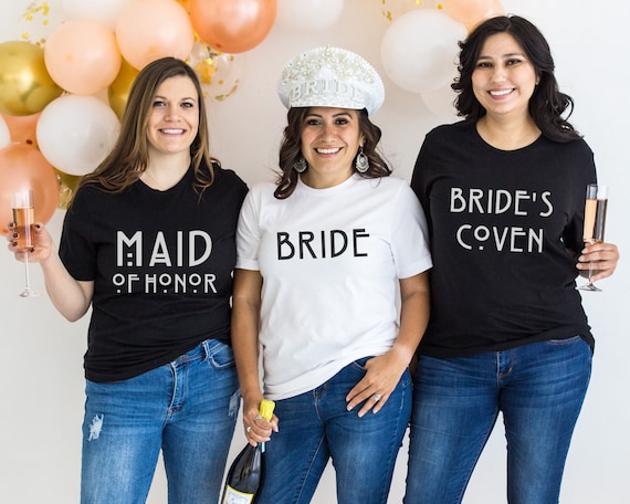 Witchy Bachelorette Shirt, Bride's Coven Spooky Bridal Party Matching Tee, Mystical Bach Salem Bride Shirt, Gothic Halloween Hen Shirt