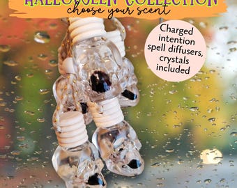 Halloween Choose Your Scent Spooky Skull Car Diffuser, Autumn Strong Scent Car Air Freshener, New Car Gift, Crystal Charged Car Diffuser