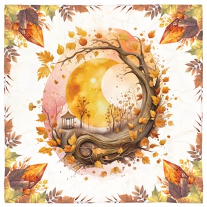 Watercolor Mabon Altar Cloth Witchcraft Tarot Cloth Witchy Aesthetic Moon Pagan Decor Fall Equinox Witch Decorations Sacred Space Covering image 6