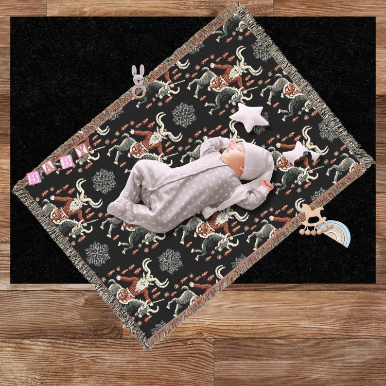 Krampus Woven Blanket, Spooky Cheepmas Krampus Decor, Scandinavian Folk Horror Tapestry Throw, Krampusnacht Gift, Bohemian Winter Solstice image 7