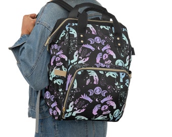 Goth Baby Mystic Print Diaper Bag Witchy Aesthetic Witchy Insulated Cooler Bag Spooky Celestial Insulated Diaper Backpack Goth Newborn Gift