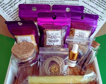 Litha Spell Jar Ritual Kit, Wheel of the Year Witchcraft Set, Beginner Witch Spell Bundle, Summer Solstice Kit for Joy, Clarity and Radiance