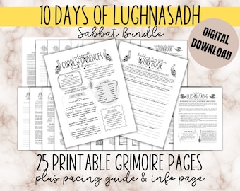 Lughnasadh Sabbat Hexerei Bundle Download Baby Witch Lammas Anleitung Buch der Schatten Printables Starter Grimoire Wicca Spellbook Ink Saver