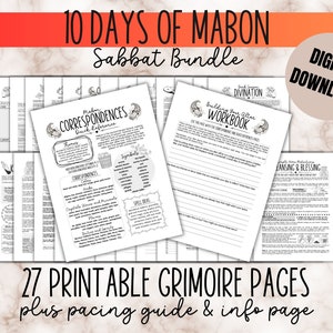 Mabon Sabbat Witchcraft Bundle Download Baby Witch Fall Equinox Guide Book of Shadows Printables Starter Grimoire Wiccan Spellbook Ink Saver