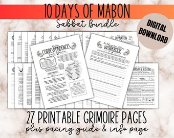Mabon Sabbat Witchcraft Bundle Download Baby Witch Fall Equinox Guide Book of Shadows Printables Starter Grimoire Wiccan Spellbook Ink Saver