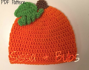 CROCHET PATTERN: The Pumpkin Beanie. Beginner friendly, pdf pattern, instant download. holiday beanie, halloween, pumpkin