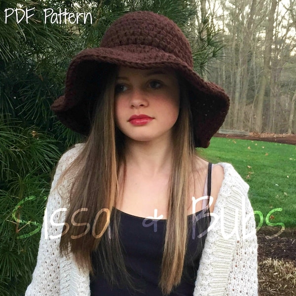 CROCHET PATTERN: The Floppy Hat; Sizes toddler - adult; easy crochet pattern; wide brim hat, floppy sun hat; pdf pattern, instant download