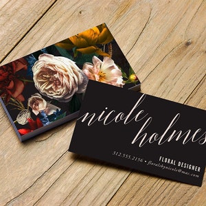 Printable Floral Business Card - Printable Calling Card - Digital File - DIY - Moody Florals