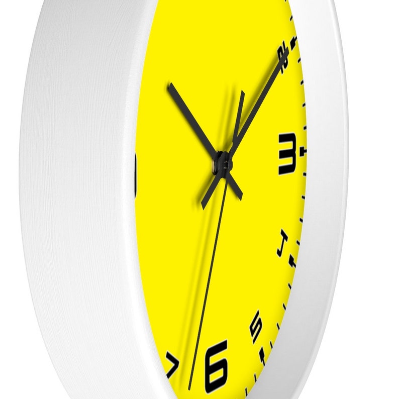 Gift for Mechanic Racing Dial Clock Silent Wall Clock Sports Car Clock Yellow Clock Large Numbers Clock Car Enthusiast Wall Clock
