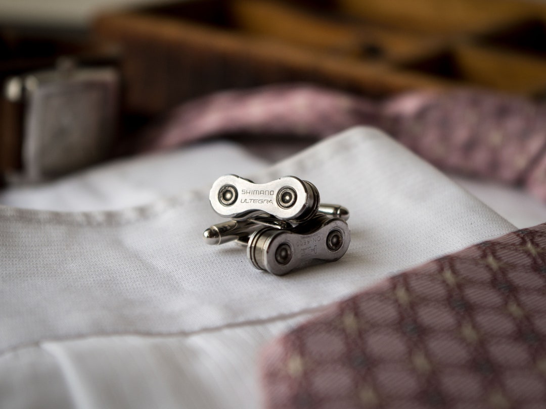 Recycled Bicycle Chain Cufflinks - Silver Bicycle Chain Cufflinks for ...
