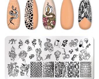 Snake Cowgirl Nail Art Stamping Plate Nail Stamp For DIY Manicure Art Nail Stamping Tool Stamping Plate