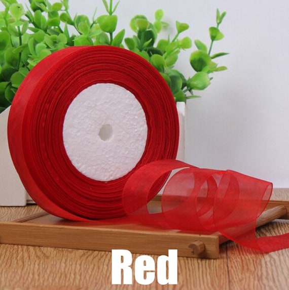Red Organza, 45 Meters Ribbon, 50 Yards Ribbon, 25 Mm Ribbons