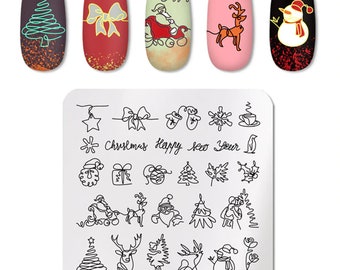 Christmas Artist Abstract Nail Art Stamping Plate DIY Nail Stamping Plate Square Nail Stamping Tool Manicure Art Stamp Nail Art Design