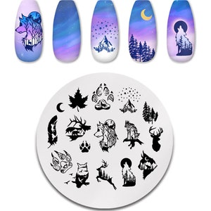 Wolf Animals Night Animals Nature Nail Art Stamping Plate Nail Stamp For DIY Manicure Art Nail Stamping Tool Stamping Plate