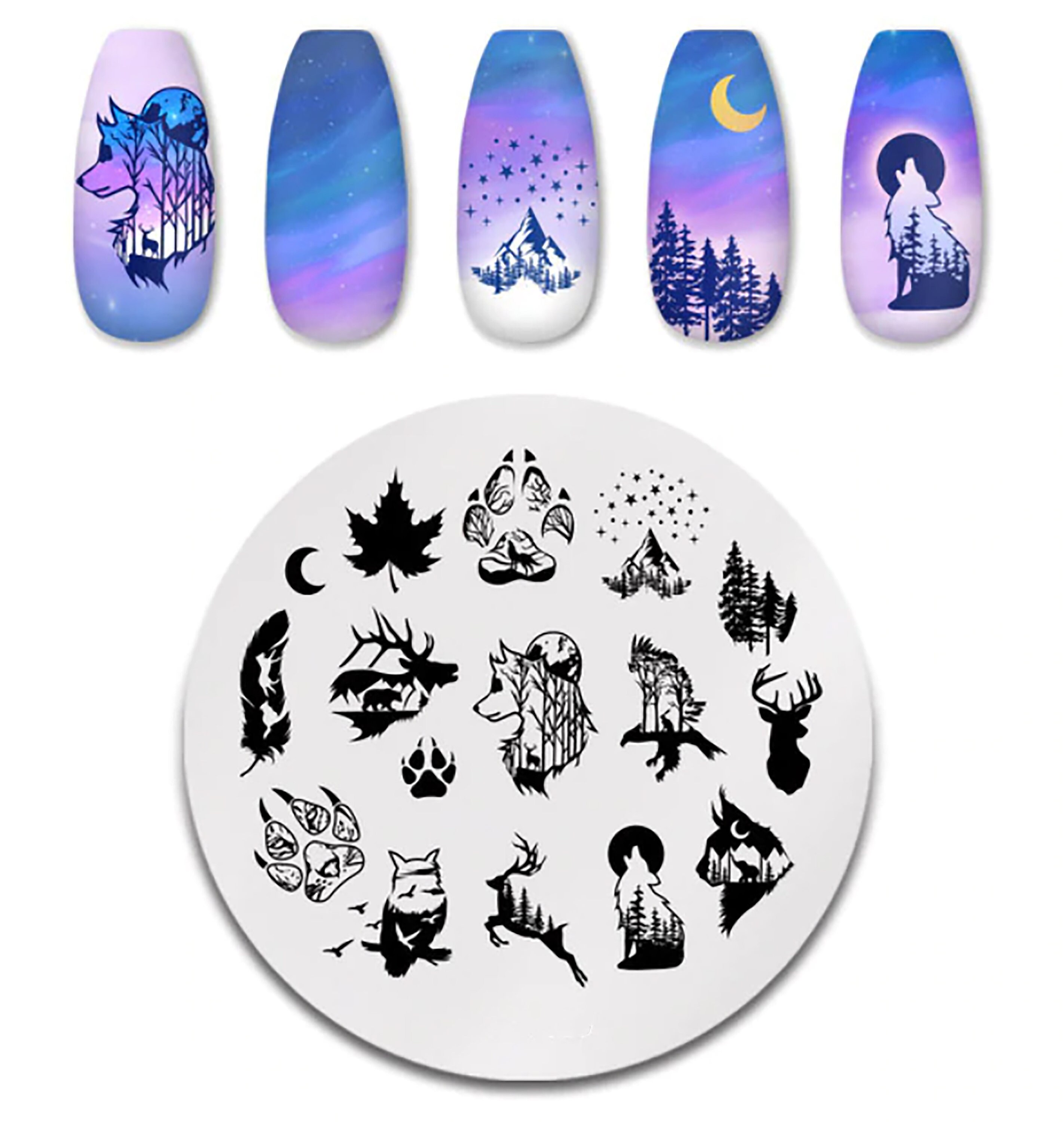 Wolf Animals Night Animals Nature Nail Art Stamping Plate Nail - Etsy