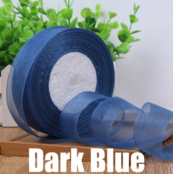 Dark Blue Organza, 45 Meters Ribbon, 50 Yards Ribbon, 25 Mm